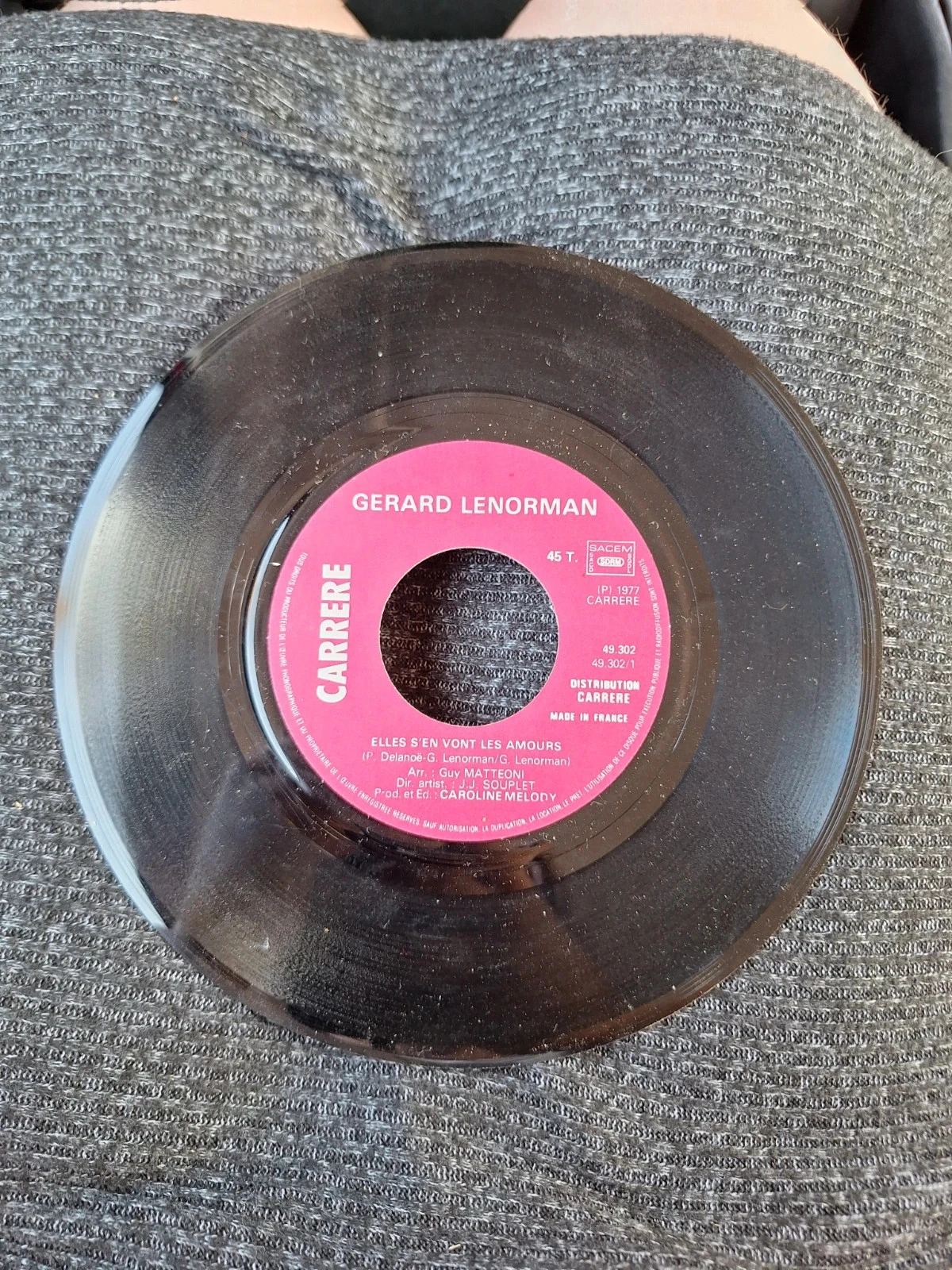 45RPM Vinyl Gérard Lenorman Elles S'en Vont Les Amours Un Ami 1977 Carrere – photo 3